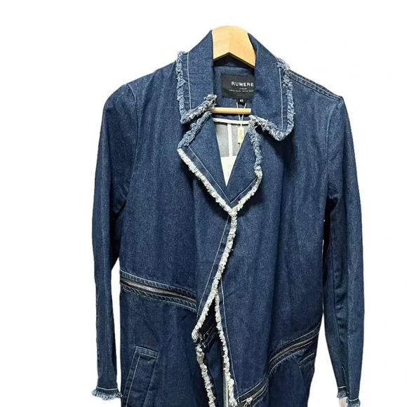 Rumere Paneled Frayed Denim Trench Coat - Picture 2 of 6